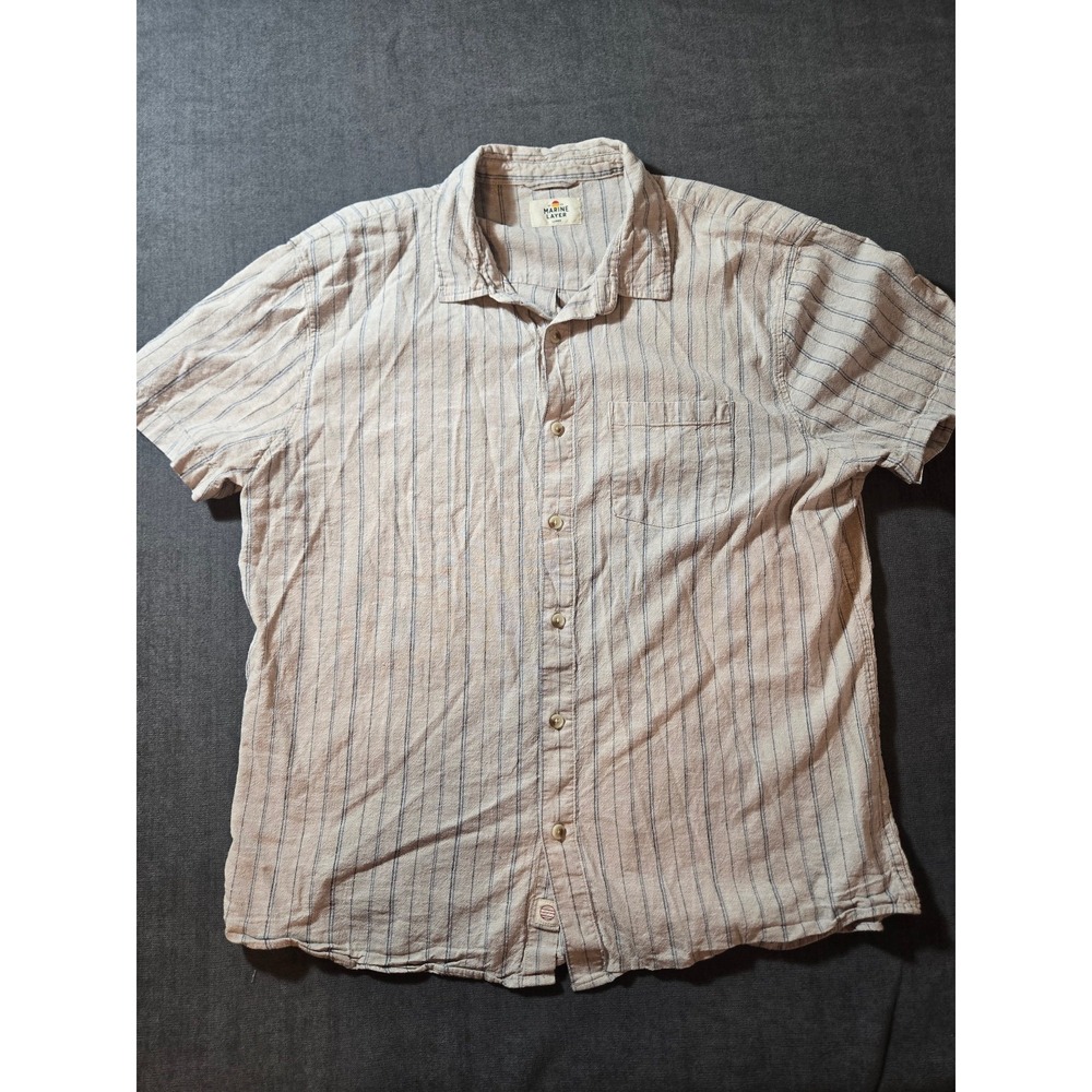 Marine Layer Shirt Mens Large Hemp Natural Organic Coastal Button Luxury